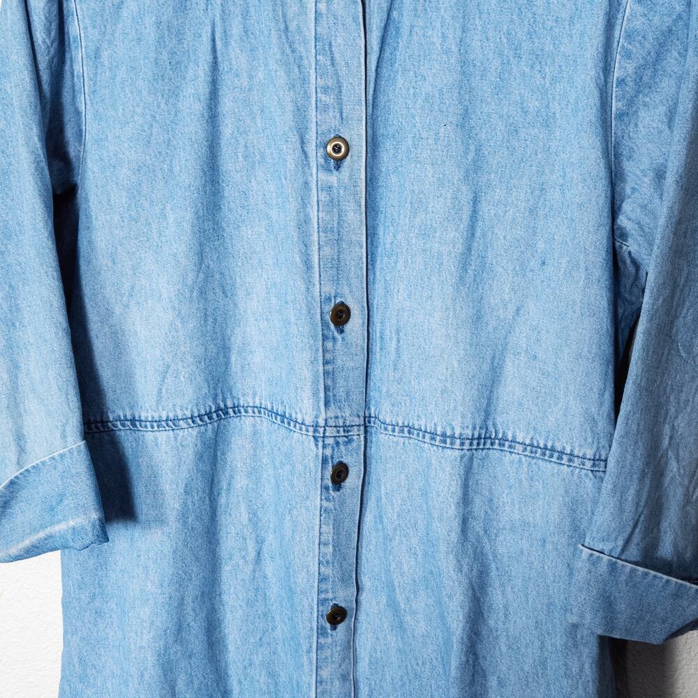 Lord Isaacs Denim Shirt Dress Size L Western Core Button Front Vintage - Picture 4 of 10